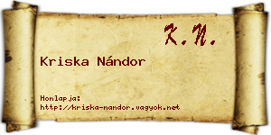 Kriska Nándor névjegykártya